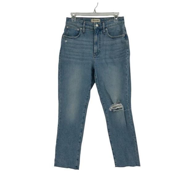 Madewell The Curvy Perfect Vintage Jean in Size 28 Light Wash Distressed Hem - Picture 1 of 6